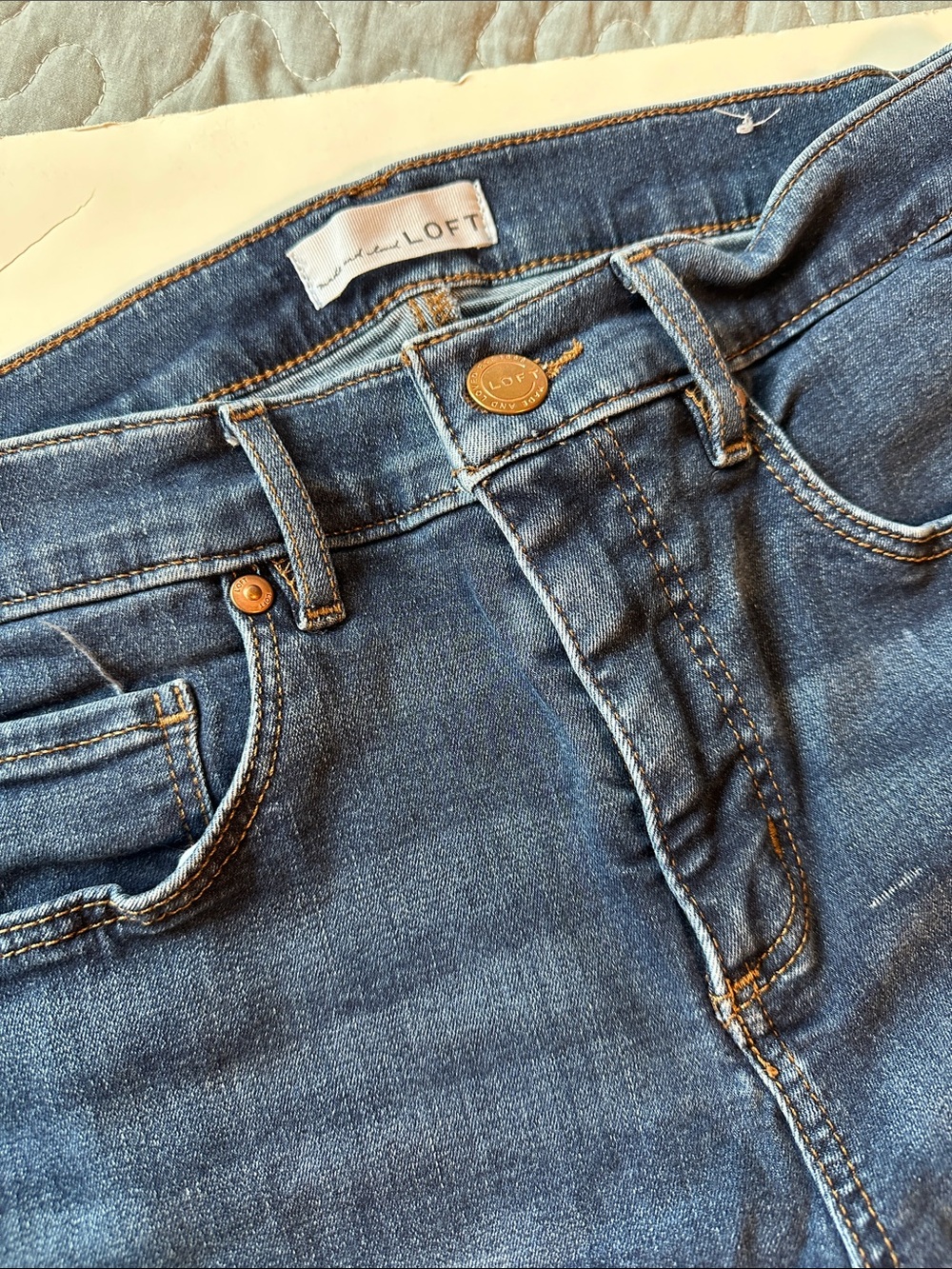 LOFT mid Rise Stretch Denim Jeans in Medium Blue